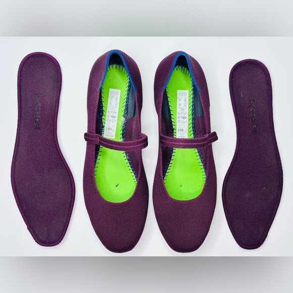 Rothy’s The Square Mary Jane Plum Purple Flats Shoes Size 9.5 - Picture 15 of 16